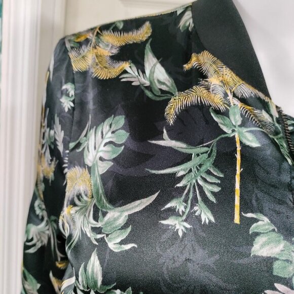 Victoria's Secret Black Luxe Palm Satin Twee Retro Bomber Black Cropped Jacket S - Picture 5 of 12